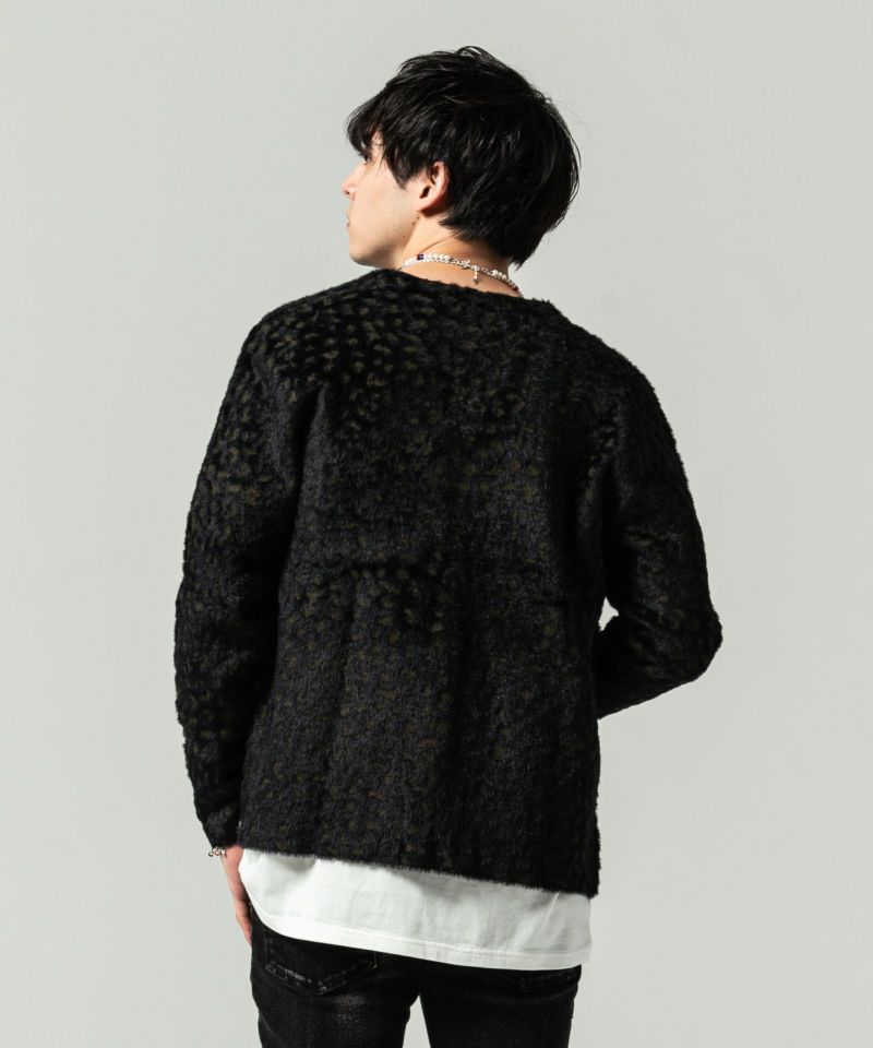 GB0121/KNT02 : Leopard feather cardigan/レオパードフェザーカーディガン