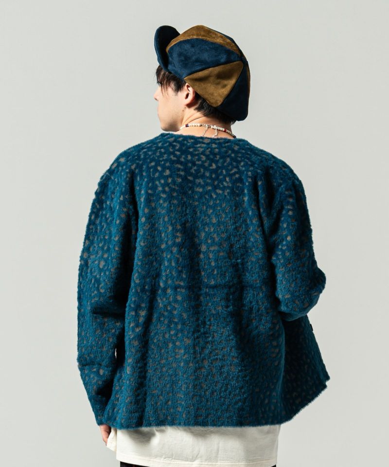 GB0121/KNT02 : Leopard feather cardigan/レオパードフェザーカーディガン