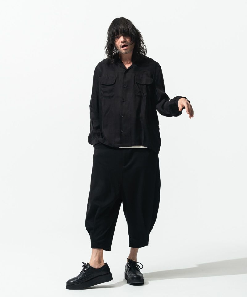 GB0222/P10 : Easy cropped hem tack pants/イージークロップドヘムタックパンツ