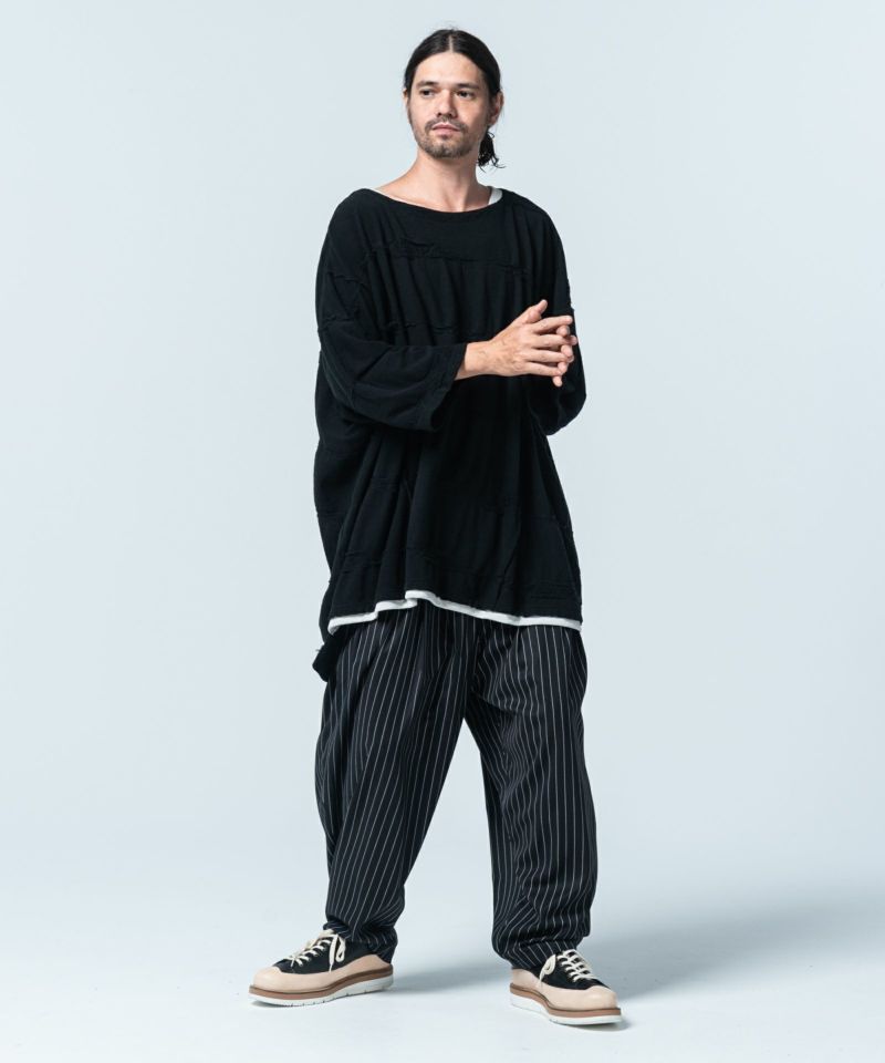 品質満点 キムチ BLACK STRIPE BAGGY SLACKS 2201P スラックス 