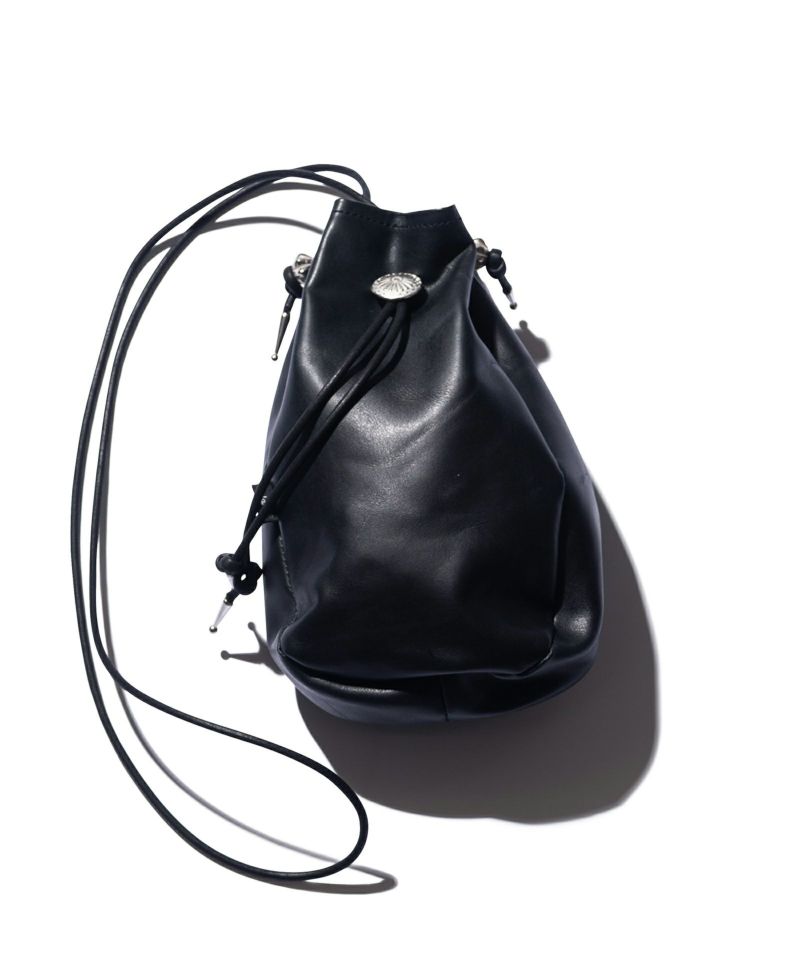 GB0322/AC09 : Leather Drawstring Bag/レザードローストリングバッグ