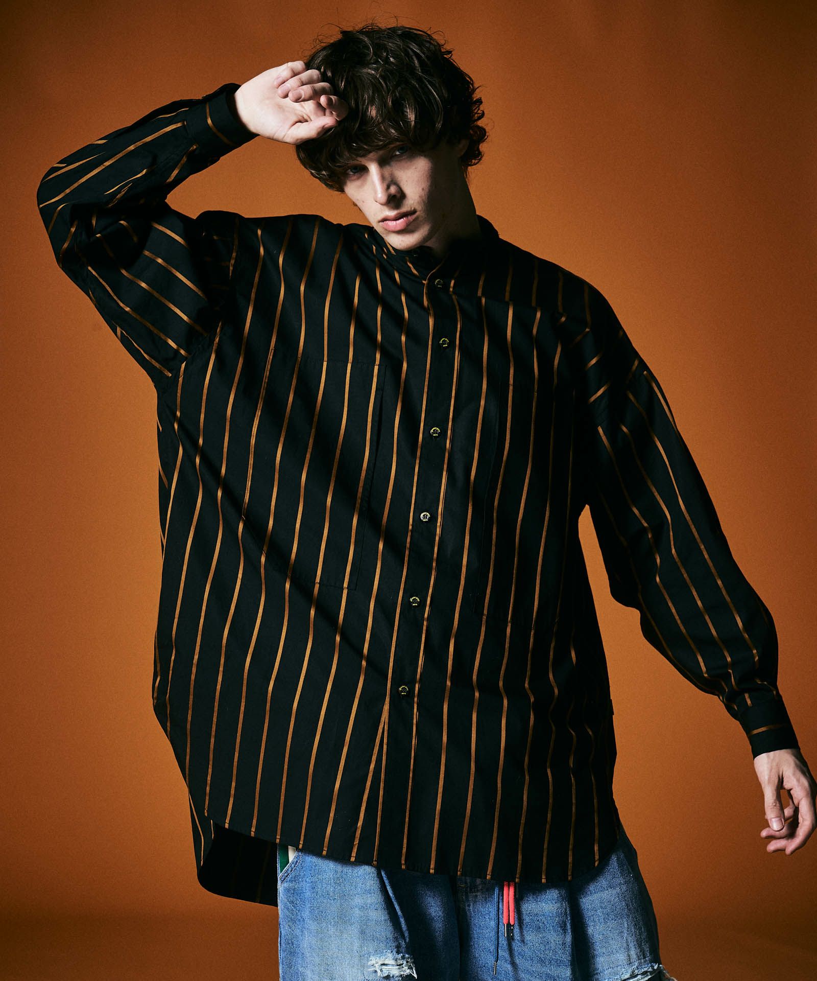 ストライプロングシャツ(glamb/グラム) GB0123/SH11 