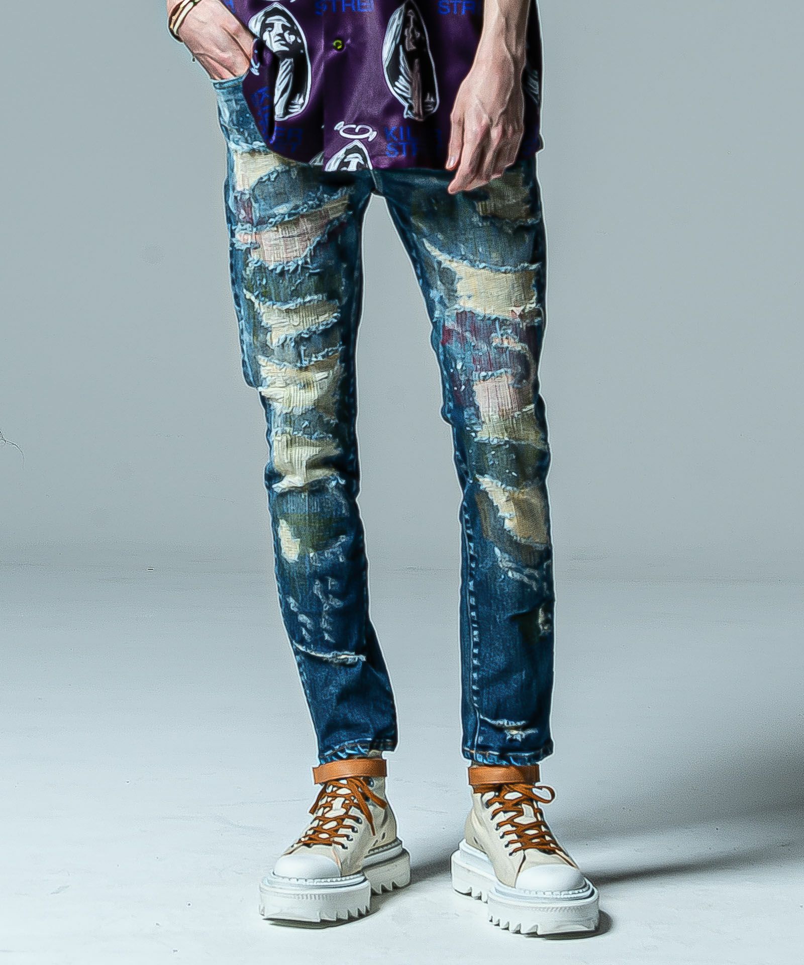 ヘヴィリメイクタイトデニム(glamb/グラム) GB0223/P19 