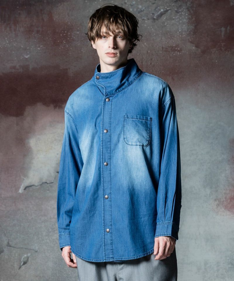 ハイネックデニムシャツ : GB0324/SH05 | glamb Online Store ハイネックデニムシャツ : GB0324/SH05 | glamb Online Store