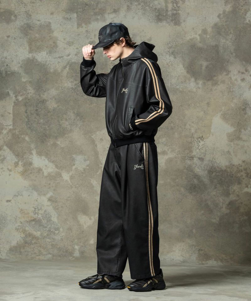 シンセレザーフーデッドトラックジャケット : GB0125/JKT09