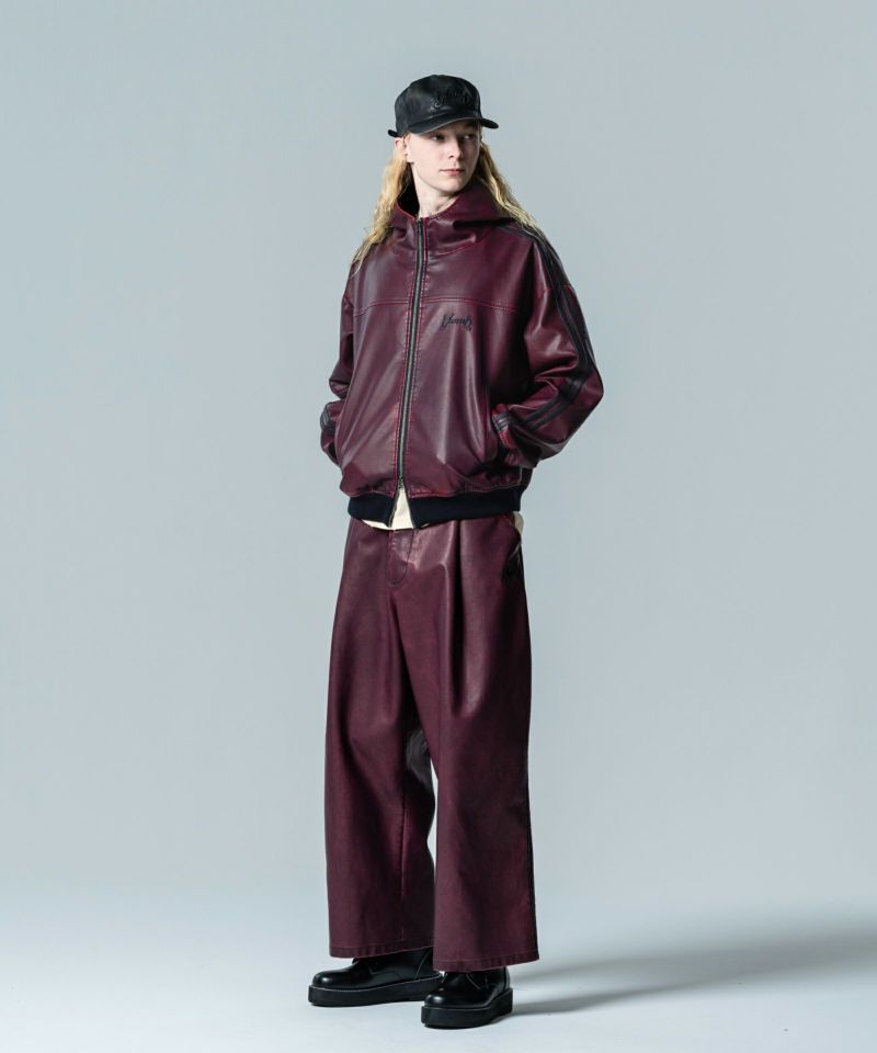 シンセレザーフーデッドトラックジャケット : GB0125/JKT09