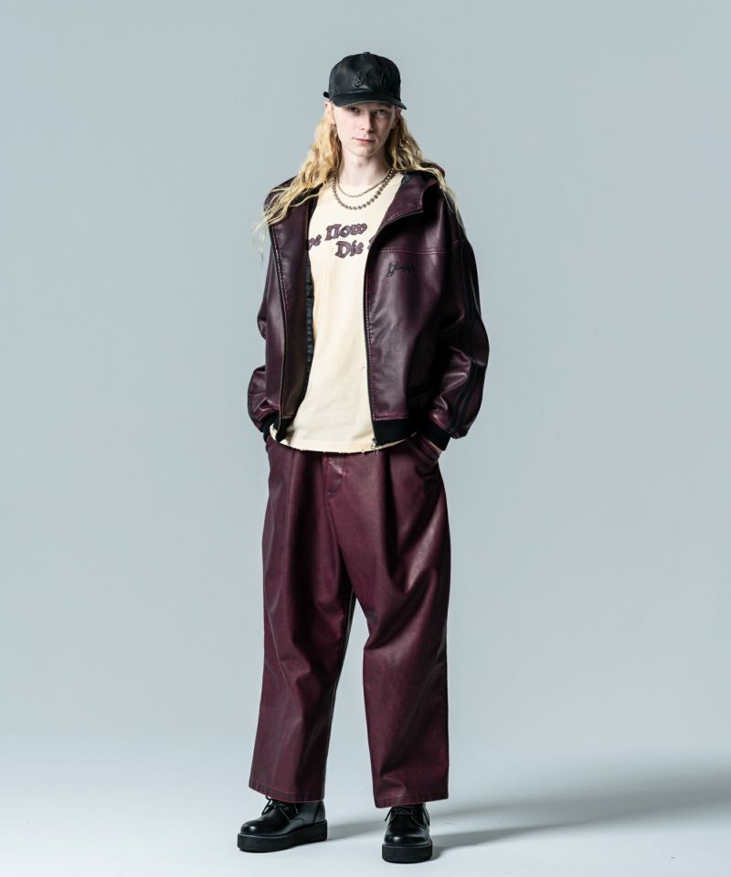 シンセレザーフーデッドトラックジャケット : GB0125/JKT09