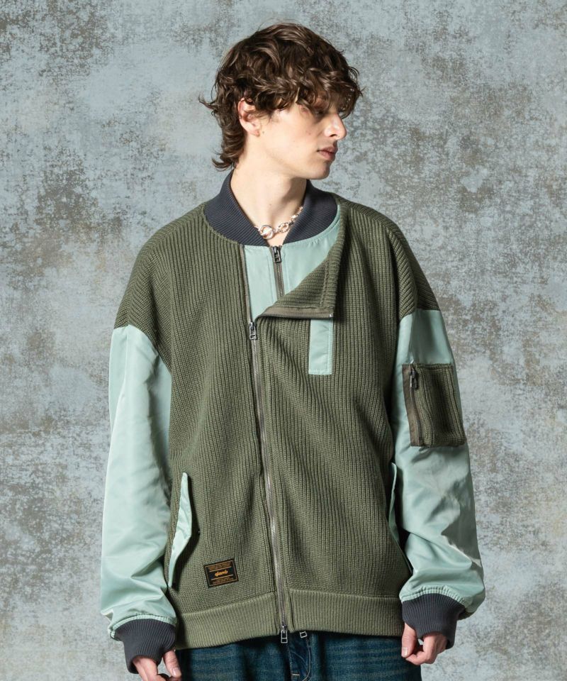 リメイクブルゾン　再構築　ニット×MA-1×スウェット 異素材 リメイクブルゾン再構築ニット×MA-1×スウェット 異素材